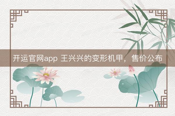 开运官网app 王兴兴的变形机甲，售价公布