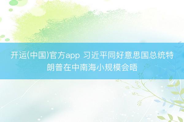 开运(中国)官方app 习近平同好意思国总统特朗普在中南海小规模会晤