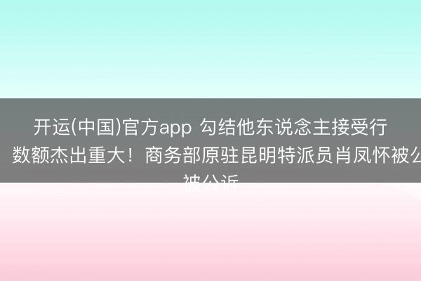 开运(中国)官方app 勾结他东说念主接受行贿，数额杰出重大！商务部原驻昆明特派员肖凤怀被公诉