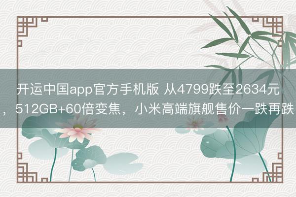 开运中国app官方手机版 从4799跌至2634元,512GB+60倍变焦,小米高端旗舰售价一跌再跌