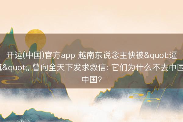 开运(中国)官方app 越南东说念主快被"逼疯"， 曾向全天下发求救信: 它们为什么不去中国?