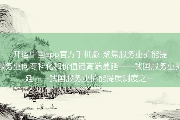 开运中国app官方手机版 聚焦服务业扩能提质｜鼓励分娩性服务业向专科化和价值链高端蔓延——我国服务业扩能提质测度之一