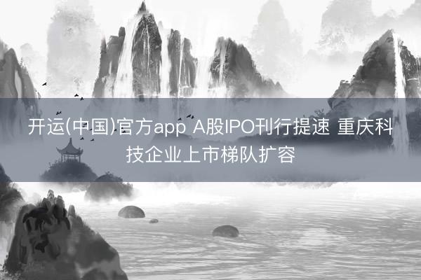 开运(中国)官方app A股IPO刊行提速 重庆科技企业上市梯队扩容